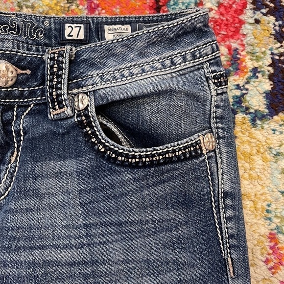 Miss Me Fleur De Lis Embroidered Y2K Low Rise Bootcut Jeans - Picture 13 of 16